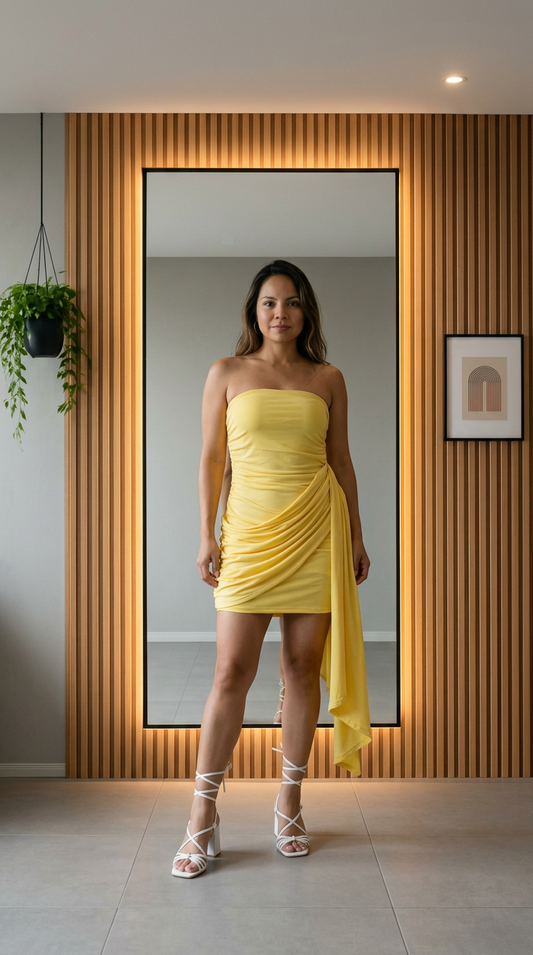 VESTIDO CON CINTA DE LADO
